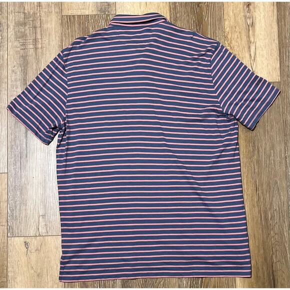 Faherty Retreat Polo Shirt Mens XXL Short Sleeve Navy Rose Stripe Golf Preppy - Picture 5 of 9